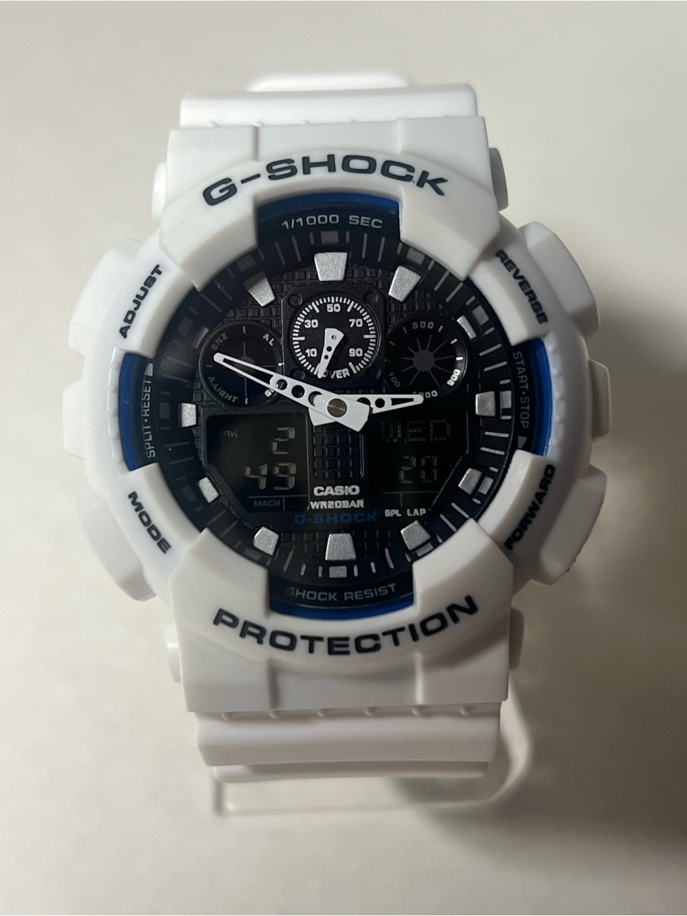 Casio G-Shock Men’s Watch White Band with Black and Blue